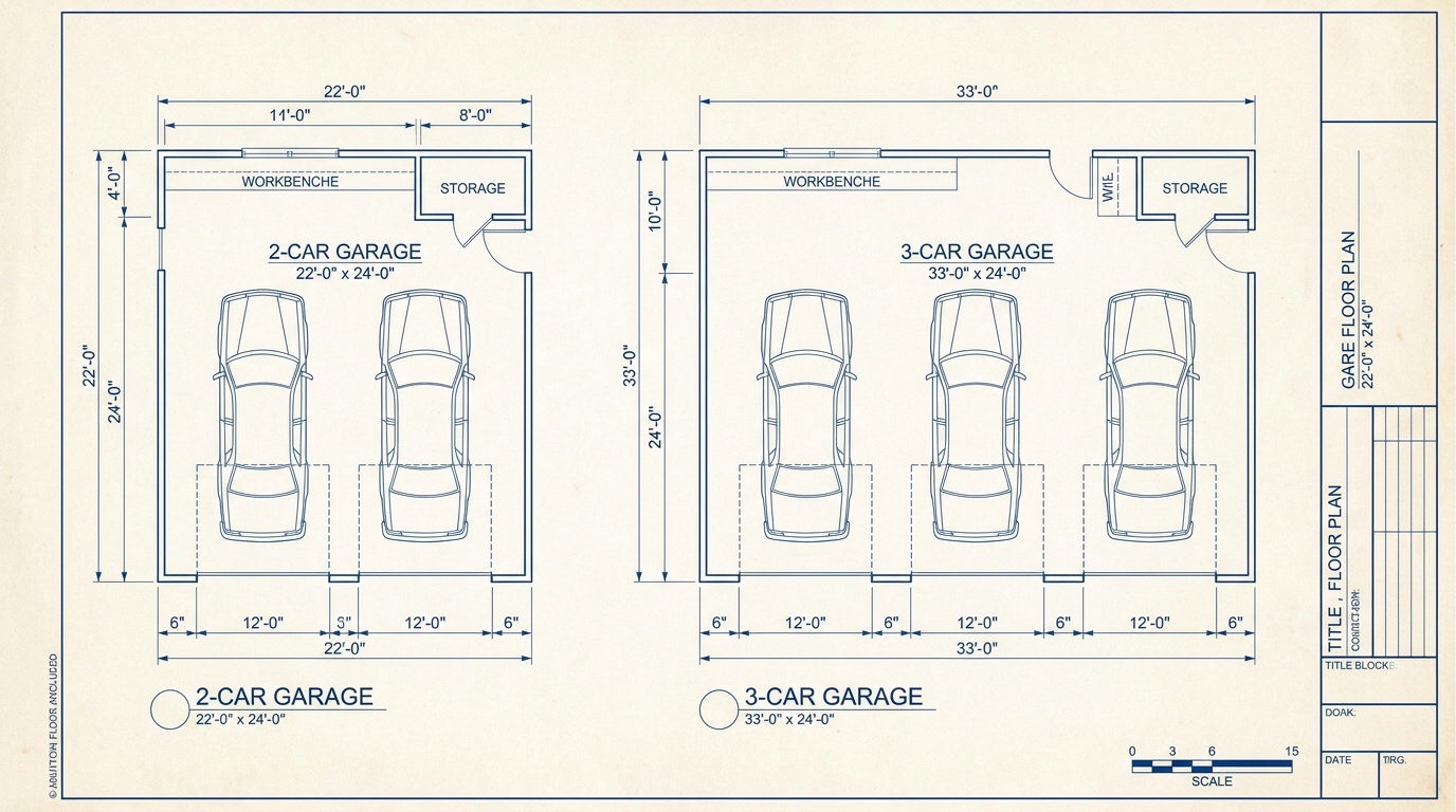 Three car garage layout planning