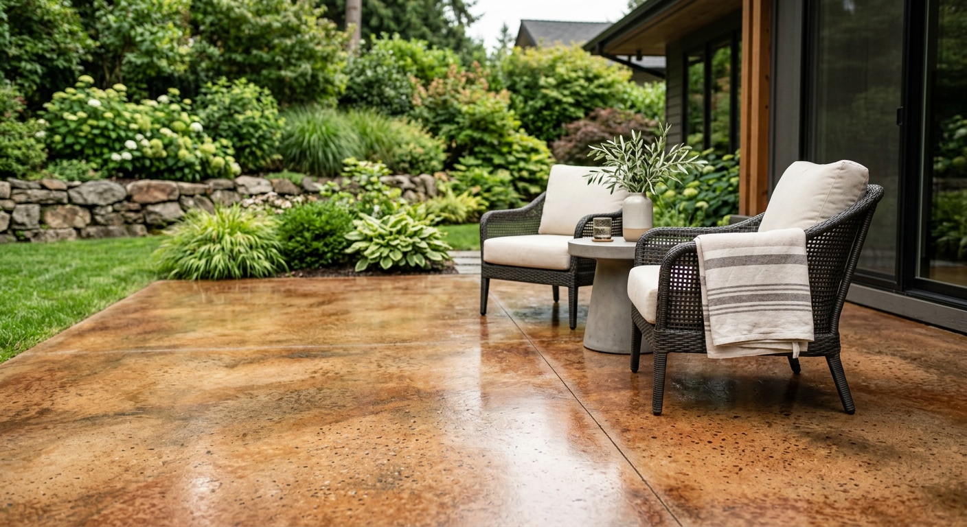 Concrete patio staining
