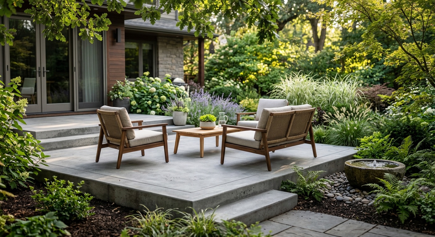 Raised concrete patio